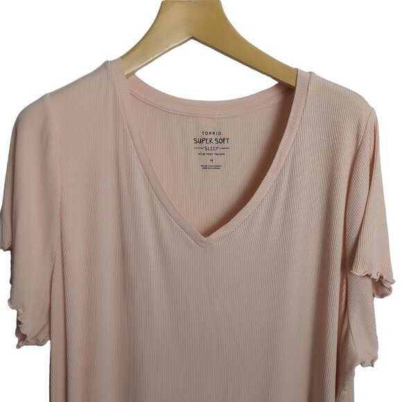 Torrid  Super Soft Rib Short Sleeve Lettuce Hem Lounge Tee - Picture 5 of 7